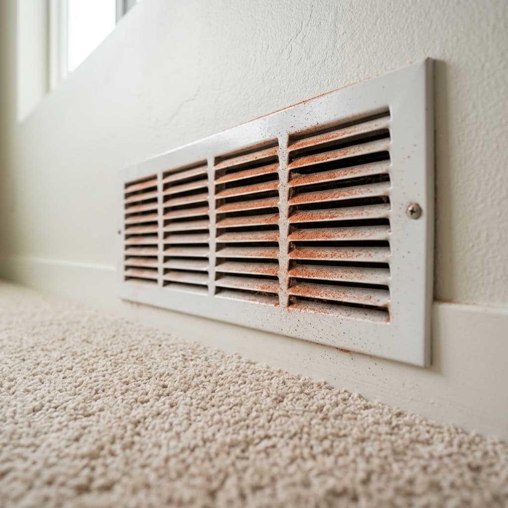 Fine desert dust trapped in carpets and air systems